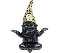 Kare Design Figura Decorativa gnomo meditación, Oro Negro, gnomo de jardín, Accesorio, Hecho a Mano, Altura del artículo 19cm, 15 x 10 x 19