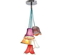 Kare Design Lámpara colgante Saloon Flowers, multicolor, 5 pantallas, bombillas no incluidas, casquillo E14, lámpara para mesa de comedor, salón, estilo rústico, seda artificial, 92x45x45cm