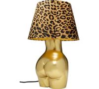 Kare Design Lámpara de Mesa Donna Leo, Dorado, Motivo de Mujer, Pantalla de Leopardo, Elegante, Altura 48cm, Luz Decorativa, Decoración para Dormitorio y Sala de Estar, sin Bombilla Incluida