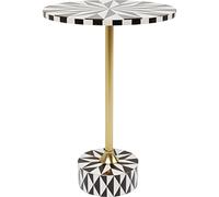 Kare Design Mesa Auxiliar Domero Star, Blanco y Marrón, Acero, Madera, Redonda Diametro 40cm, Moderno, Elegante, Mesa de Centro, Mesita de Noche, Decorativa, Decoración para Salón