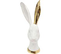 Kare Design objeto decorativo Bunny, blanco/dorado, objeto decorativo, conejo, aspecto porcelana, accesorio, decoración para estanterías o aparadores, escultura decorativa, decoración, 30x12x11 cm
