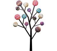 Kare Design perchero de pared Bubble Tree Multicolor, funda de algodón, organizador armario, perchero con 6 ganchos para la entrada, salón, pasillo, 111x65x7 cm (A/A/P)