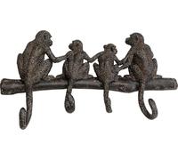 Kare Design Perchero de pared con diseño de familia de monos, negro, 38 cm, diseño de mono, decoración del hogar, organizador de pared, escultura divertida, para abrigo y sombrero, estilo decorativo
