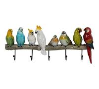 Kare Design Perchero de Pared Exotic Birds, Multicolor, 5 Ganchos de Acero, Moderno, Decorativo, Funcional, Estilo Natural, Animales, Oficina, Pasillo, Entrada, Dormitorio, 24 x 54 x 7 cm (A/A/P)