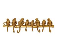 Kare Design Perchero de Pared Gancho Mono, Oro, 8 Monos, Hecho a Mano, Moderno, Decorativo, Funcional, Estilo Glamour, diseño exótico, Oficina, Pasillo, Dormitorio, baño, 21 x 70 x 6 cm (A/A/P)