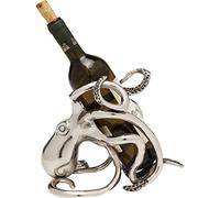 Kare Design Portabotellas Octopus, Plateado, Botellero para Vino, Objeto Decorativo, Accesorios, Divertido, Estructura de Aluminio, Salón, Comedor, Idea para Regalo, 25x16x20 cm