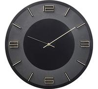 Kare Design Reloj de Pared Leonardo, Negro-Dorado, 49 cm diámetro, Grande, Moderno, Analógico, Decoración para salón, Pilas no incluidas, 49 x 49 x 5 cm (A/A/F)