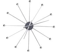 Kare Design Reloj de Pared Like Umbrella Balls, Cromado, 60 Cm de Diámetro, Reloj, Estructura de Acero, Mecanismo de Cuarzo, Salón, Comedor, Pilas no Incluidas