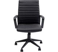 Kare Design Silla oficina giratoria Labora negro, 105x57x61cm piel sintetica, respaldo bajo, altura regulable, reposabrazos, resorte de gas