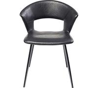Kare Design Silla Reunion Negra, estilo retro, altura del asiento 46cm, silla tapizada, para mesa de comedor o despacho en casa, 77x57x52 cm (A/A/P)