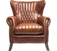 Kare Design Sillón Country Side, Marrón, Cojín desenfundable, Reposabrazos, Vintage, Sillón Relax, Acogedor, Respaldo Alto, Salón, Piel, 90x83x88 cm (A/A/P)