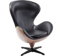 Kare Design sillón Giratorio Lounge, Negro/marrón, Giratorio 360°, Altura Asiento 40cm, Retro, Aspecto Cuero, Madera Maciza, salón, 106x82x73 cm (A/A/P)