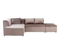 Kare Design sofá esquinero Infinity Color Topo, en Forma de L, otomana a la Izquierda, Aspecto Aterciopelado, Cojines desenfundables, 3 Cojines incluidos, combinables, salón, 70x306x182 cm (A/A/P)