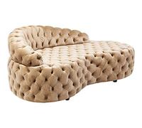 Kare Design Sofá Santa Barbara 162cm, crema, pequeño recamiere en tela, chaise longue de terciopelo, costura de botones, sofá para vestidor, sala de estar, sala de espera (h/w/d) 65x162x94cm