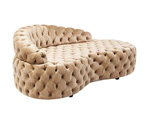 Kare Design Sofá Santa Barbara 162cm, crema, pequeño recamiere en tela, chaise longue de terciopelo, costura de botones, sofá para vestidor, sala de estar, sala de espera (h/w/d) 65x162x94cm