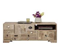 KARE Design TV-Mueble Ancho y Profundo con Adornos tallados a Mano, Madera auténtica marrón Claro, aparador bajo para salón, (H/b/T) 45 x 125 x 40 cm