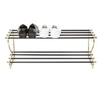 KARE Design Walk Zapatero pequeño Negro/Dorado, Zapatero, para 8 Pares de Zapatos, Zapatero Entrada, Zapatero Estrecho, Ahorro de Espacio, Almacenamiento, Zapatero, Pasillo, Armario, 34x84x31cm