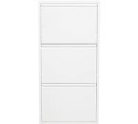 Kare Design Zapatero Caruso blanco con 3 compartimentos, zapatero con espacio para guardar hasta 6 pares de zapatos, dos agujeros para montaje en pared, 103 x 50 x 14 cm
