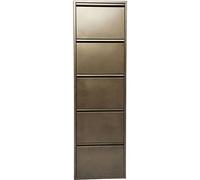 Kare Design Zapatero Caruso bronce con 5 compartimentos, zapatero con espacio para hasta 10 pares de zapatos, dos agujeros para montaje en pared, 170 x 50 x 15 cm