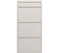 Kare Design Zapatero Caruso, Creme, Acero, con 4 Compartimentos, Zapatero Estrecho, Alto, Organizador de Calzado, Recibidor, Pasillo, 114,5x50x15 cm