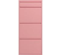 Kare Design Zapatero Caruso, Rosa, Acero, con 4 Compartimentos, Zapatero Estrecho, Alto, Organizador de Calzado, Recibidor, Pasillo, 114,5x50x15 cm
