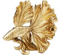 Kare Figura Decorativa de diseño de bebé Betta, Dorado, 26 cm de Altura, Objeto de decoración del hogar, Accesorios, diseño de pez Betta, Idea de Regalo para Sala de Estar