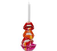Kare Portavelas de diseño de Labios, Color Rojo, Pintado a Mano, único, para Velas de Barra, Objeto Decorativo para salón, para estanterías, portavelas Grande, 30 x 17 x 9 cm (Alto x Ancho x