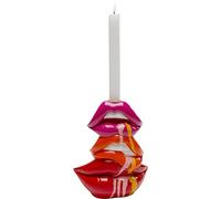 Kare Portavelas de diseño de Labios, Color Rojo, Pintado a Mano, único, para Velas de Varilla, Objeto Decorativo para salón, para estanterías, portavelas pequeño, 17 x 21 x 7 cm (Alto x Ancho x