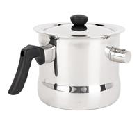 KARL HAUSMANN Cazo Leche 1,5L con Silbato, Tapa y Escala Medidora- Hervidor de Leche Acero Inoxidable Doble Pared, Baño María, sin Quemar ni Hervir, Apto Inducción, Gas, Vitrocerámica