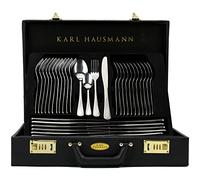 KARL HAUSMANN Cubertería 12 Personas, 72 Piezas Acero Inoxidable 18/0 con Maletín - Juego de Cubiertos con Cuchillos Tenedores Cucharas + Utensilios de Servicio, Pulido Brillante, Apto Lavavajillas
