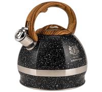 KARL HAUSMANN Hervidor de Agua para Inducción - 3L - Mármol Negro Tetera de Acero Inoxidable con Silbato y Asa que No se Calienta - Para Induccion, Gas y Vitroceramica - Chaleira