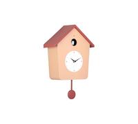 Karlsson Reloj de pared con luz de cuco en marrón suave y ocre rojo con péndulo