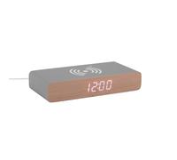 Karlsson Reloj despertador plano LED retro con esfera de madera (ratón gris)