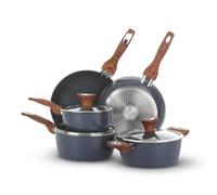 KASANOVA Batería de cocina New Ceramic, Set de ollas y sartenes antiadherentes con revestimiento cerámico, aptas para inducción (verde petróleo, 8 piezas)
