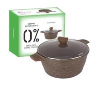 KASANOVA Cacerola antiadherente 0 Grassi, olla para inducción, con tapa, recubrimiento antiadherente, acero inoxidable, apta para horno hasta 250 °C (28 cm)