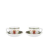 Kasanova Juego de 2 tazas de café con borde verde navideño