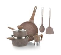 KASANOVA Juego de ollas antiadherente 0 Grasas, batería de cocina apta para inducción y todo tipo de fuegos, ollas y sartenes antiadherentes de 4 capas con diseño moderno (8 piezas)