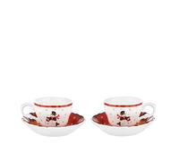 Kasanova Juego de tazas de café con muñeco de nieve de porcelana, 2 piezas rojo