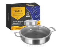 KASANOVA Sartén 28 cm con tapa de 3 capas Tri - ply gris Cocina