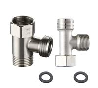 KASESSS 2pcs 3-Way Válvula Conectora, Válvula Desviadora 3 Vias Adaptador, 3/8" 1/2" Adaptador Tee Conector 180° de Rotación Niquelado válvula de Descarga para Inodoro de Baño de Casa