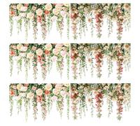 KASESSS 6 Hojas Vinilos para Cristales de Flores, Estática Vinilo Ventana, Enredadera de Rosa Vinilos para Ventanas, Pegatinas para Ventanas Decorativas para Salón Dormitorio Cocina Cafetería
