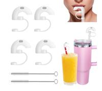 KASESSS 6 Piezas Antiarrugas Pajitas Tapa Reutilizables, Silicona Antiarrugas Pajitas Tapa, Pajitas Plástico Tapa, con Cepillo de Paja, se Adapta a Los Labios Horizontalmente,10mm, para Copas Stanley