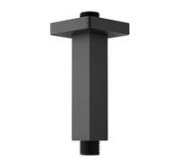 KATAIS Brazo de ducha negro mate con brida, cuadrado, tubo de extensión montado en el techo de acero inoxidable para cabezal de ducha de lluvia, 4 pulgadas