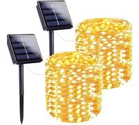 Katalia Guirnaldas Luces Solares LED Exterior 44m (2x22m) - 400 LED, 8 Modos, IP65, Blanco Cálido, Decoración Jardín, Terraza, Árbol, Fiestas, Navidad, Kit 2 Pack con Panel Solar