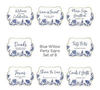 Kate Aspen 28539NA Blue Willow Collection, papel, kit de letreros decorativos (juego de 8)