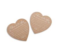 Kate Aspen Tarjeta de asesoramiento de boda - forma de corazón (juego de 50) juego de fiesta, kraft, blanco