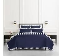 Kate Spade New York Juego de edredón de satén con Volantes, tamaño King, Funda Reversible de satén de algodón de 300 Hilos, Ropa de Cama de 3 Piezas para Todas Las Estaciones, Lavable a máquina, Aura