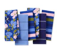 Kate Spade New York Painterly Bouquet & Bold Painterly Stripe - Juego de 6 Toallas de Cocina absorbentes 100% algodón, Azul/Verde/Rosa, 17 x 28 Pulgadas
