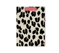 Kate Spade New York Portapapeles A4 con estampado de leopardo con clip de perfil bajo, portafolio profesional que incluye bloc de notas forrado, lazo para bolígrafo y bolsillo, Forest Feline