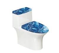 Kathyboom Juego de 2 fundas reutilizables para tapa de inodoro, resistentes al polvo y a las salpicaduras para decoración de baño, oficina y baño (mármol azul)